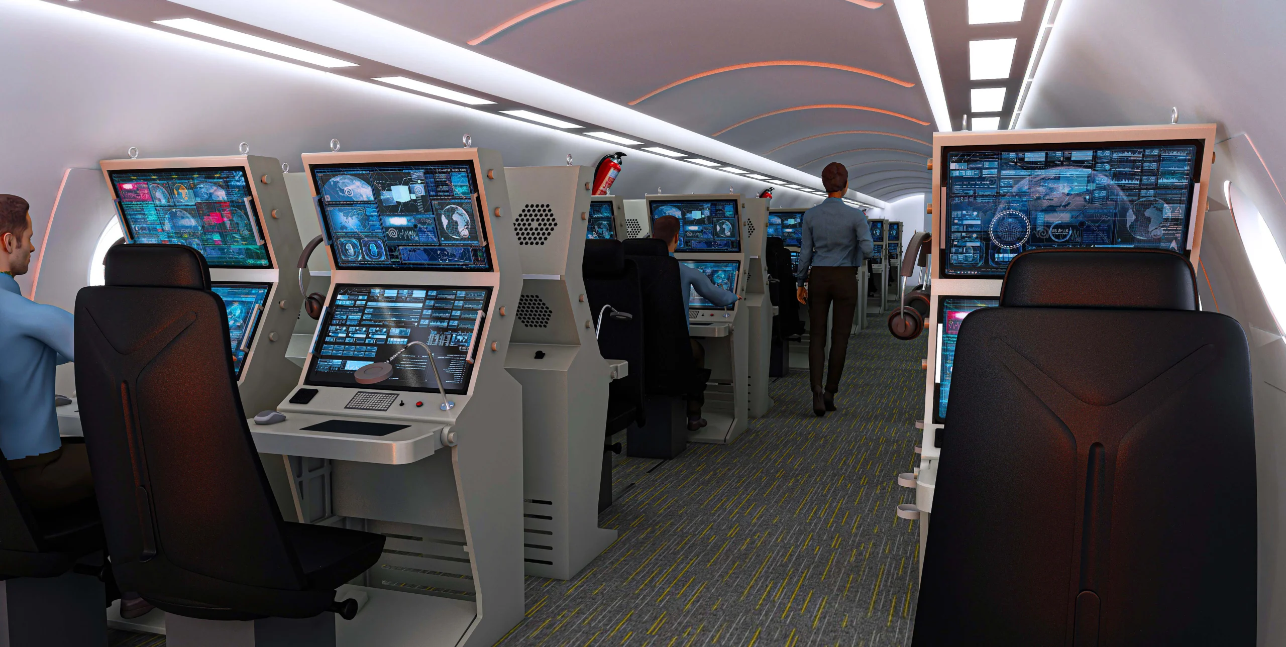 OnePWS airborne console installed in an aircraft mission cabin